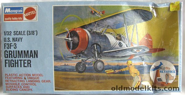 Monogram 1/32 Grumman F3F-3 Fighter - (F3F3) - Blue Box Issue, 6851 plastic model kit